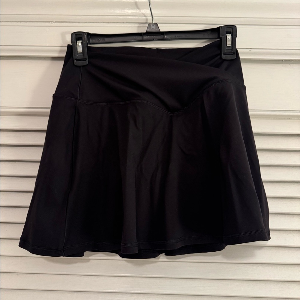 Aerie Black Pleated Skater Mini Skirt